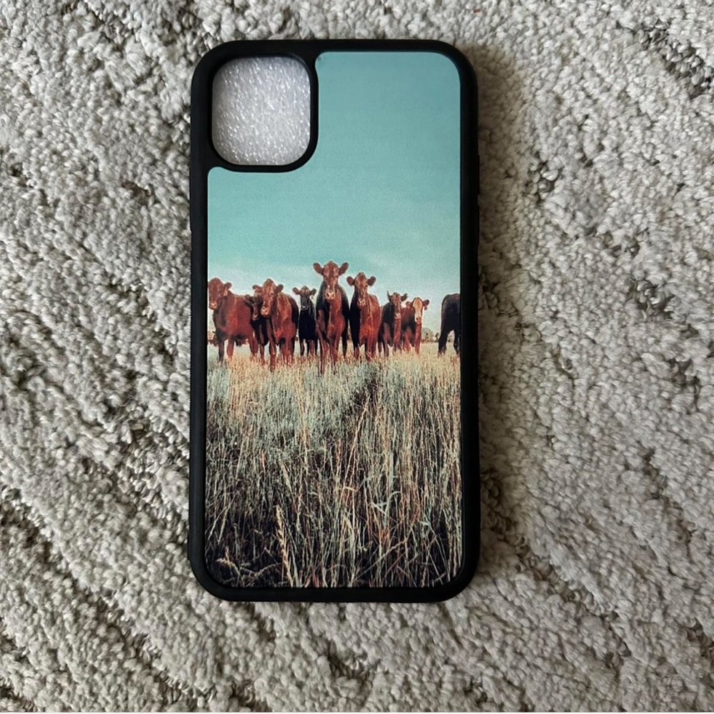 Handmade Custom Cow Print Phone Case - Black